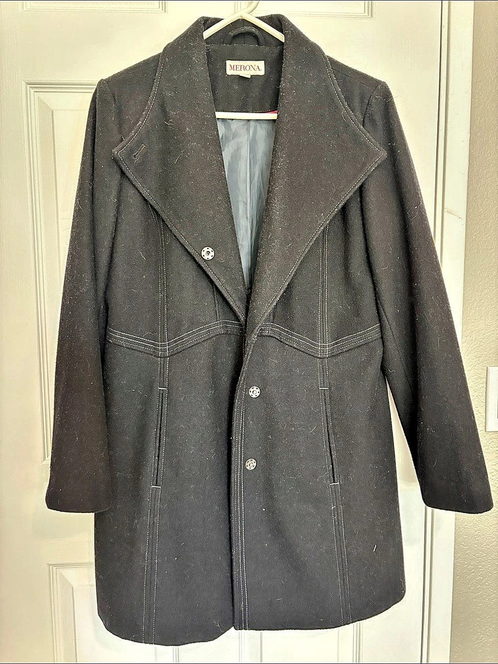 Merona Women's Black Pea Coat Size Large
